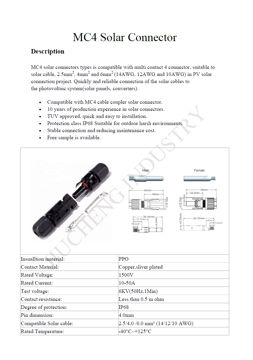 Compre Cable Fabricante Ip67 Tuv Ce Aprobado Mc4 Inversor Panel